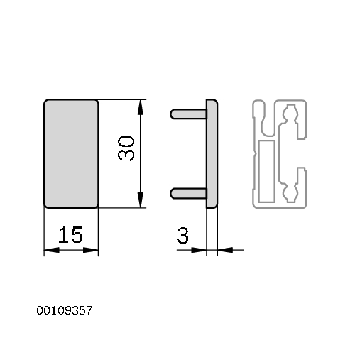 Krytka černá plast, 3842338990  15x30, (1ks)
