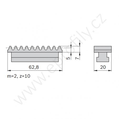 Ozubený profil do drážky, 3842501578, N10, (1ks)
