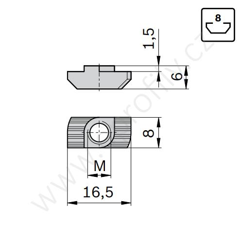 Matice T do drážky, ESD, 3842501751, N8 M4, Balení (100ks)