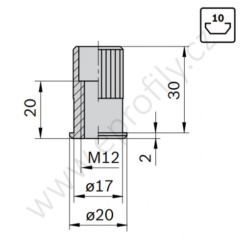 Závitová vložka, 3842504790, M12 D17, (1ks)