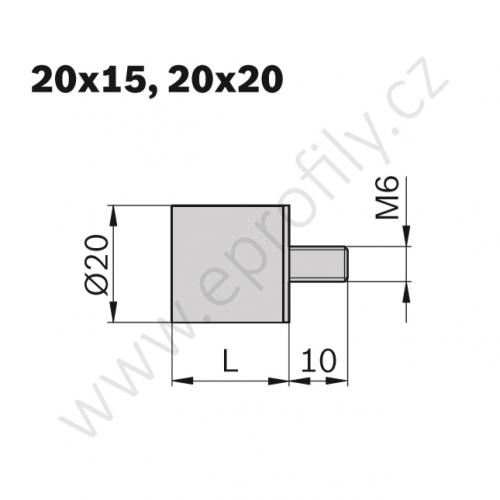 Pružný doraz - hranatý, 3842510462, D20 L20 M6, (1ks)