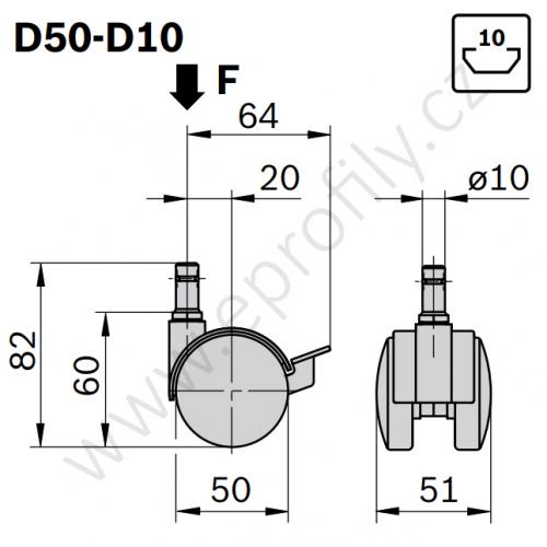 Kolečko dvojité, 3842515457, D50-D10, (1ks)