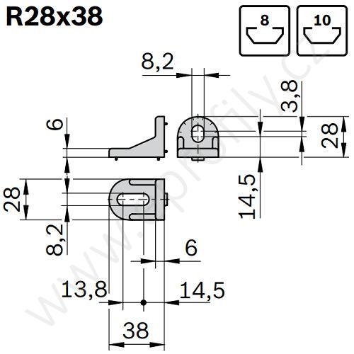 Úhelník 90° vnější pro spojování pod úhlem, ESD, 3842515473, R28x38, Balení (100ks)