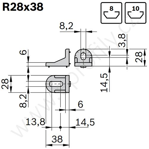 Úhelník 90° vnější pro spojování pod úhlem, ESD, 3842515473, R28x38, (1ks)