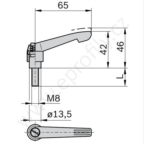 Upínací páčka, 3842516848, M8x55, (1ks)