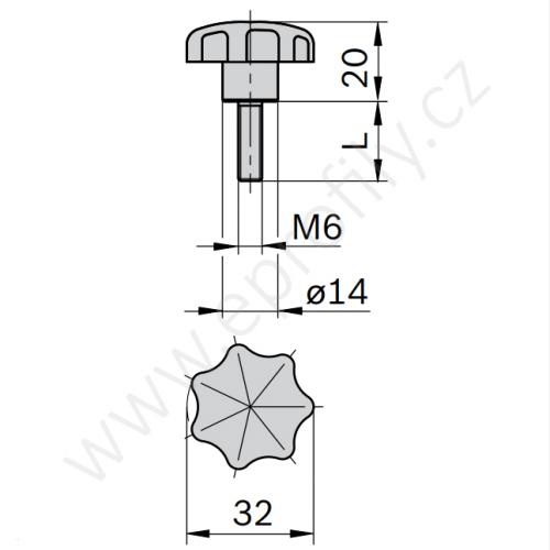 Rukojeť růžice, 3842516849, M6x15, (1ks)