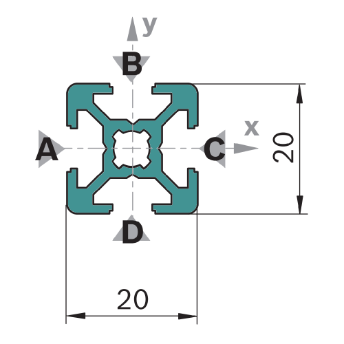 Hliníkový, konstrukční profil, 3842517179, 20x20, Balení (20ks)