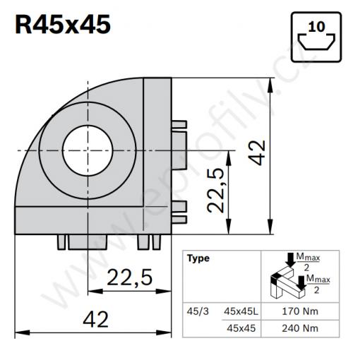 3D rohová spojka, ESD, 3842519321, R45x45, (1ks)