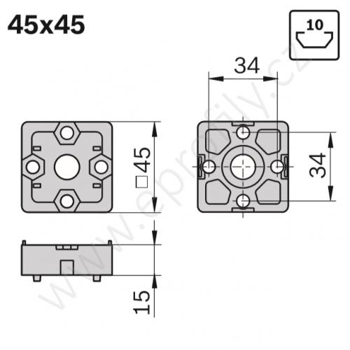 Spojka T - SET, ESD, 3842520802, 45x45, (1ks)