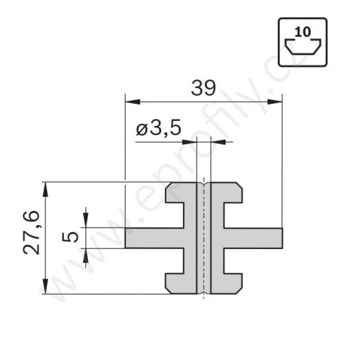 Kluzák středový s drážkou, 3842523205, N10, (1ks)