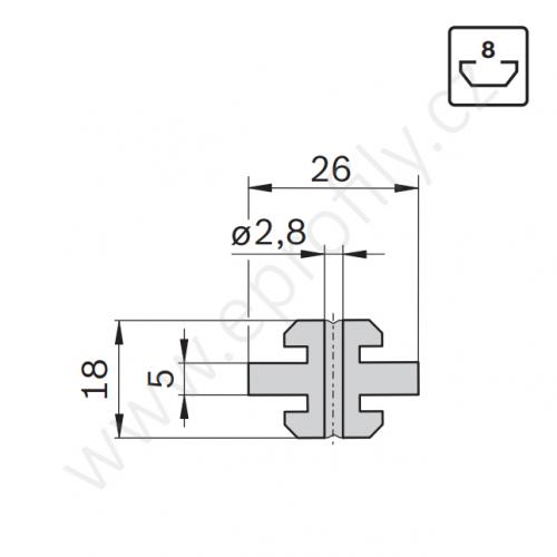 Kluzák středový s drážkou, 3842523209, N8, (1ks)