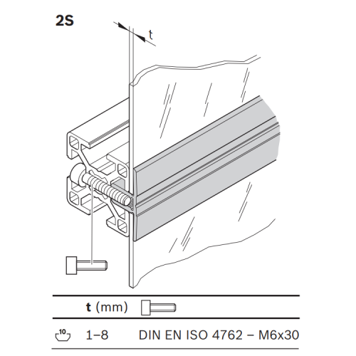 Hliníkový upínací profil 2S-N10, 3842524067, 2S-N10, 3000 mm, Balení (10ks)