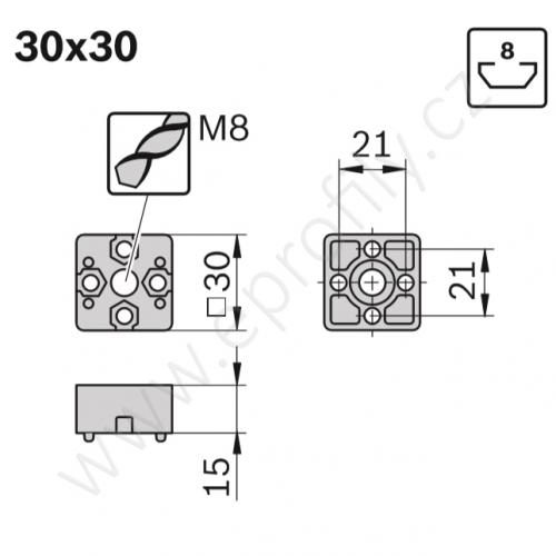 Spojka T - SET, ESD, 3842524476, 30x30, (1ks)