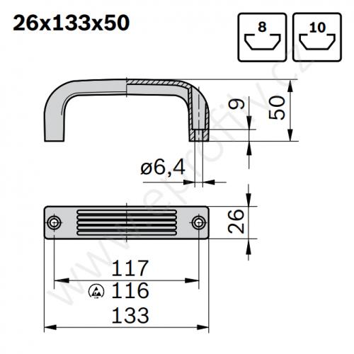 Madlo, černé ESD, 3842525481, 133, (1ks)