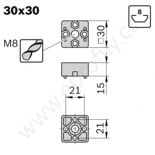 Koncová spojka - SET, ESD, 3842526003, 30x30, (1ks)