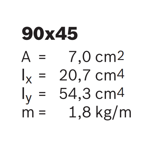 Hliníkový profil - materiálová šachta, 3842526671, 90x45, Balení (3ks)