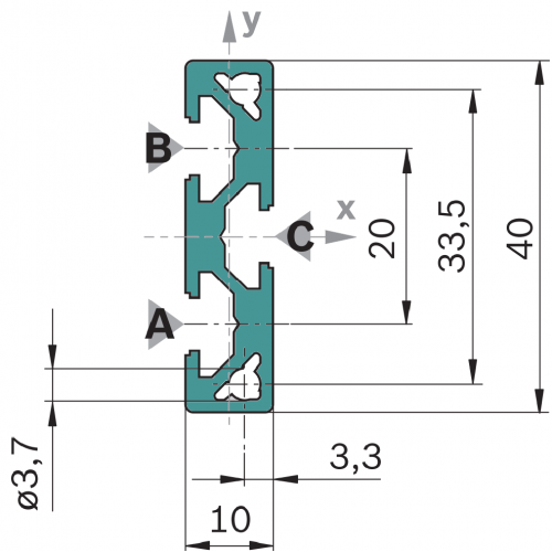 Hliníkový, konstrukční profil, 3842526817, 10x40, Balení (10ks)