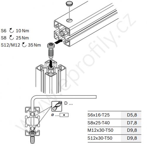 Centrální šroub samotvarovací, ESD, 3842527174, S8x25-T40, Balení (100ks)