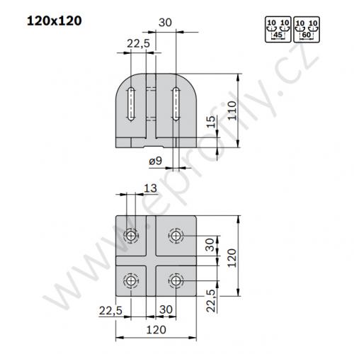 Patka profilové stojky, ESD, 3842527553, 120x120, (1ks)