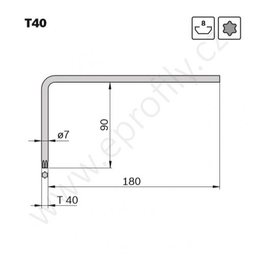 Ofsetový klíč Torx - T40, 3842528588, L=180 mm, (1ks)