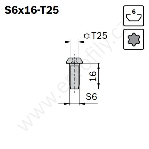 Centrální šroub samotvarovací, ESD, 3842528593, S6x16-T25, Balení (100ks)