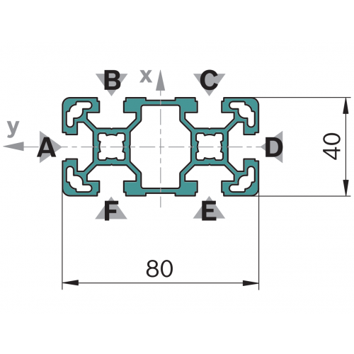 Hliníkový, konstrukční profil, 3842529341, 40x80L, Balení (12ks)