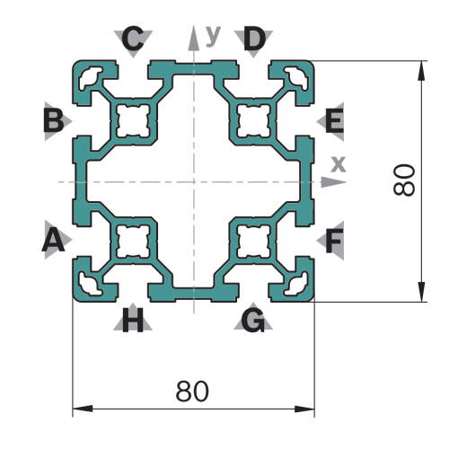 Hliníkový, konstrukční profil, 3842529347, 80x80L, Balení (6ks)