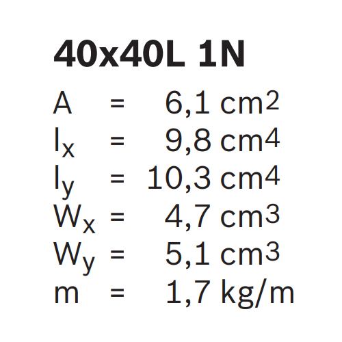 Hliníkový, konstrukční profil, 3842529361, 40x40L 1N, Balení (20ks)