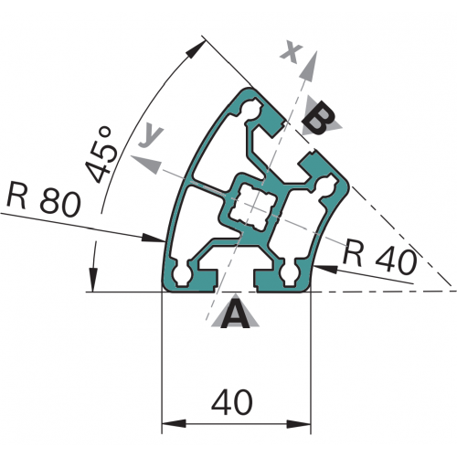 Hliníkový, konstrukční profil, 3842529373, 40x45°, Balení (12ks)