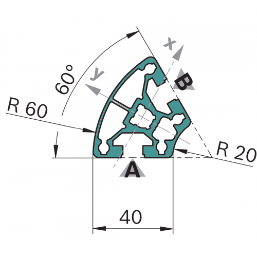 Hliníkový, konstrukční profil, 3842529375, 40x60°, Balení (12ks)