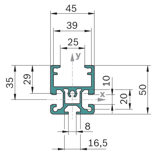 Hliníkový dráhový profil dopravníku TS2 plus, 3842532697, SP 2/B-50, Balení (20ks)