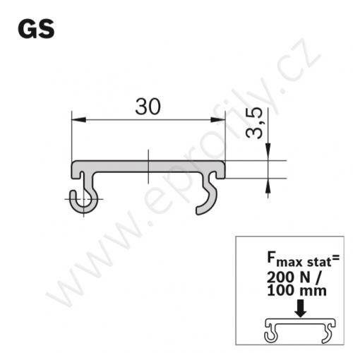 Kluzná lišta, 3842535124, GS, Lean, 3000 mm, (1ks)