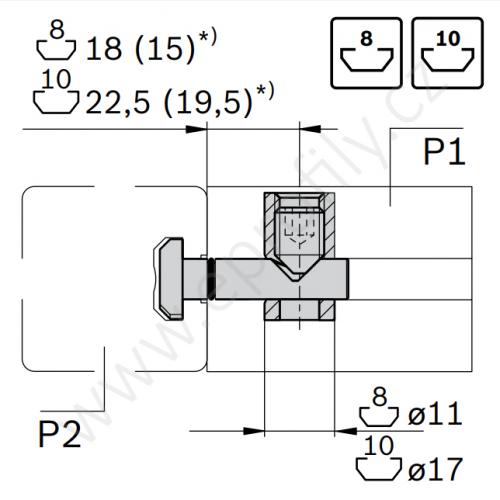 Rychlospojka pro kolmý spoj profilů, ESD, 3842535458, N10/N10; 0°, Balení (10ks)