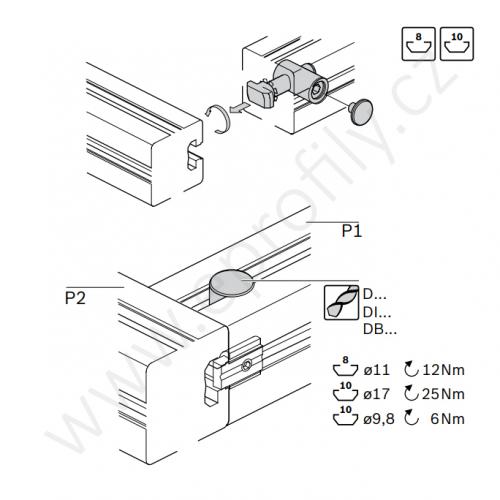 Rychlospojka pro kolmý spoj profilů, ESD, 3842535458, N10/N10; 0°, (1ks)