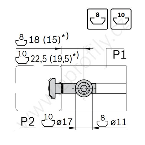 Rychlospojka pro kolmý spoj profilů, ESD, 3842535465, N8/N8; 90°, Balení (10ks)