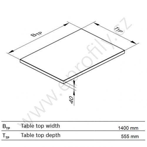 Deska stolu pracovního, 3842535491, 1400x555, tl.40, (1ks)