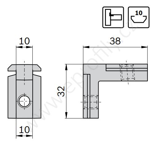 Vnitřní úhelník do drážky R, ESD, 3842535571, N10/N10, (1ks)