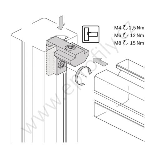 Vnitřní úhelník do drážky, ESD, 3842535572, N10/N10, (1ks)