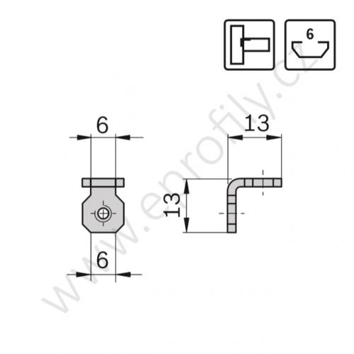 Vnitřní úhelník do drážky, ESD, 3842535574, N6/N6, (1ks)