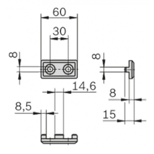 Spojka rohová, N8, ESD, 3842535661 pro profil 22,5x30, (1ks)