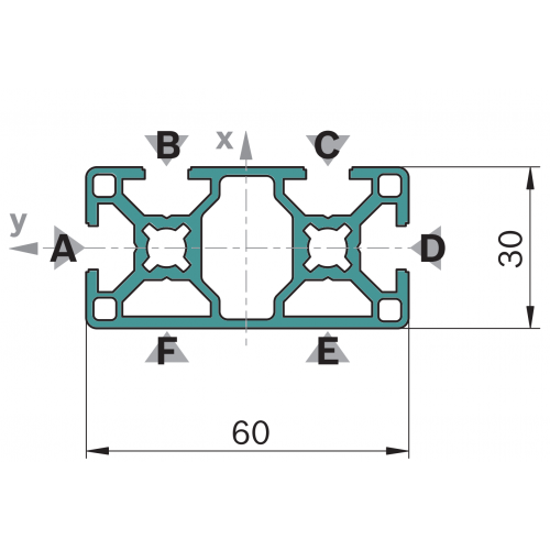Hliníkový, konstrukční profil, 3842536472, 30x60 4N, Balení (10ks)