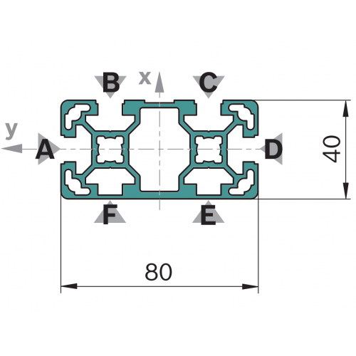 Hliníkový, konstrukční profil, 3842536484, 40x80L 4N, Balení (12ks)