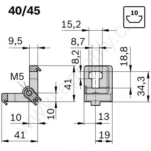 Variofix úhelník se závitem, 3842536491, 40/45 N10, Balení (20ks)