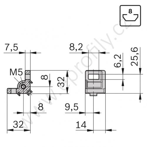 Variofix úhelník se závitem, SET, 3842536671, 30x30 N8, (1ks)