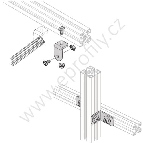 Spojovací úhelník 90° ocelový - SET, ESD, 3842536729, N10/N10, (1ks)