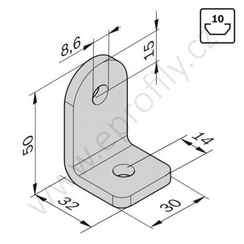 Spojovací úhelník 90° ocelový - SET, ESD, 3842536729, N10/N10, (1ks)