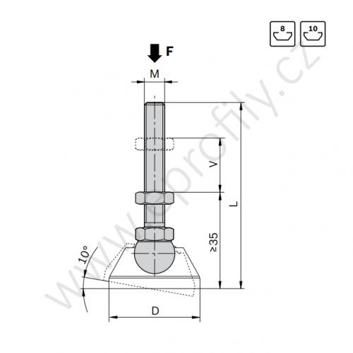 Noha nerezová, ESD, 3842536812, M12x85, (1ks)