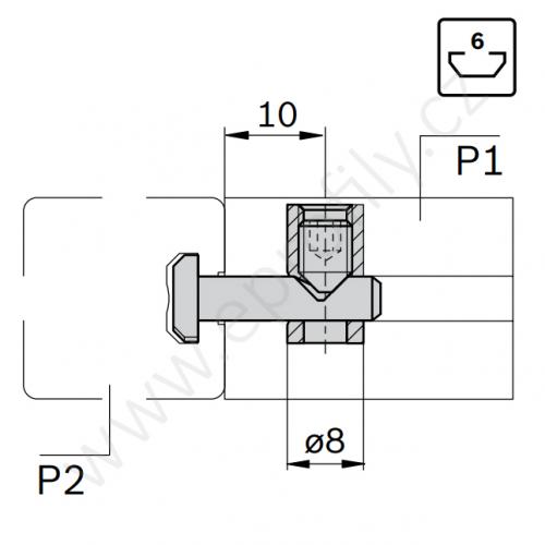 Rychlospojka pro kolmý spoj profilů, ESD, 3842537013, N6/N6; 0°/90°, Balení (10ks)