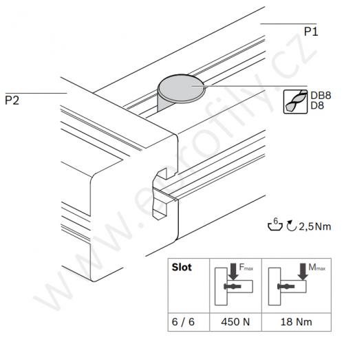 Rychlospojka pro kolmý spoj profilů, ESD, 3842537013, N6/N6; 0°/90°, (1ks)