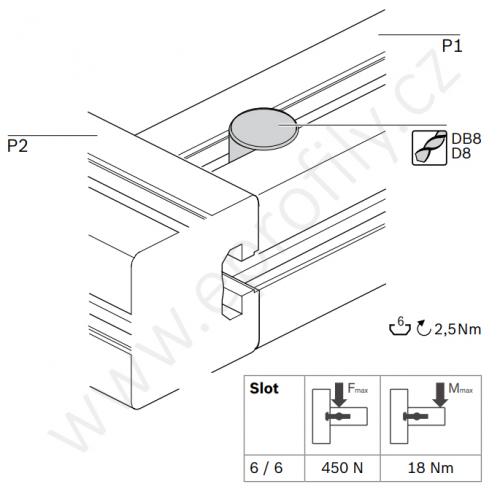 Rychlospojka pro kolmý spoj profilů, ESD, 3842537013, N6/N6; 0°/90°, (1ks)